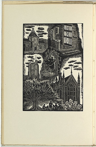 Artist: b'OGILVIE, Helen' | Title: b'not titled [University]' | Date: 1952 | Technique: b'wood-engraving, printed in black ink, from one block'