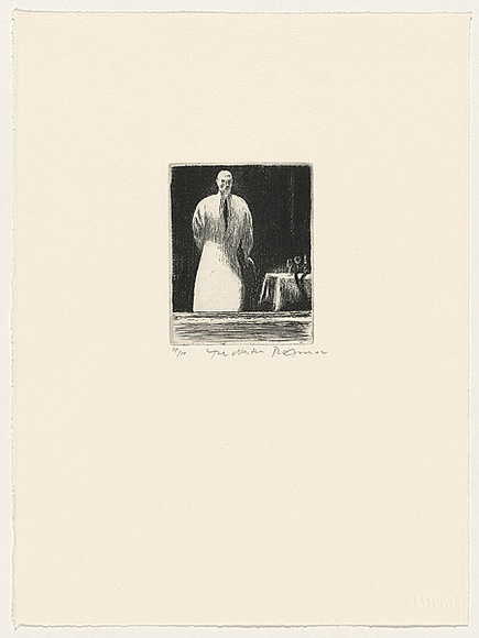 Artist: b'AMOR, Rick' | Title: b'The waiter.' | Date: 1996 | Technique: b'etching, printed in black ink, from one plate'