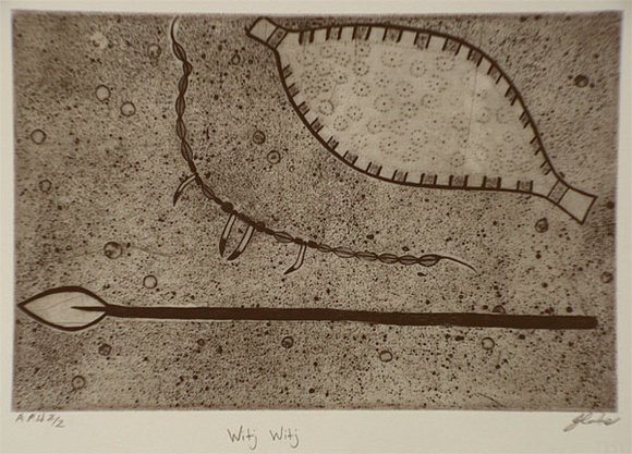 Artist: b'Carter, Jimealie Joyce.' | Title: b'Witj witj' | Date: 1999, April | Technique: b'etching, printed in black ink, from one plate'