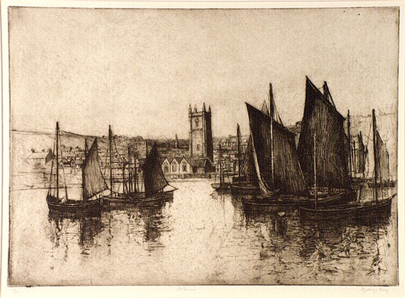 Artist: b'LONG, Sydney' | Title: b'St.Ives, Cornwall' | Date: (1928) | Technique: b'line-etching and drypoint, printed in dark brown ink, from one copper plate' | Copyright: b'Reproduced with the kind permission of the Ophthalmic Research Institute of Australia'