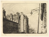 Artist: b'EWINS, Rod' | Title: b'not titled [After the rain, South London].' | Date: 1964 | Technique: b'drypoint, printed in black ink, from one copper plate'