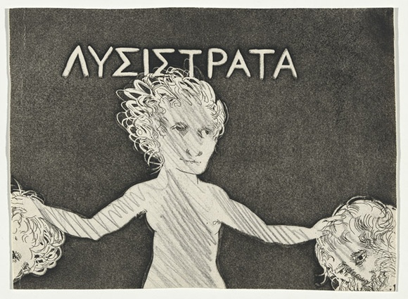 Artist: b'BOYD, Arthur' | Title: b'Title page: Lysistrata between the Athenian and Spartan (upper centre portion only).' | Date: (1970) | Technique: b'etching and aquatint, printed in black ink, from one plate' | Copyright: b'Reproduced with permission of Bundanon Trust'