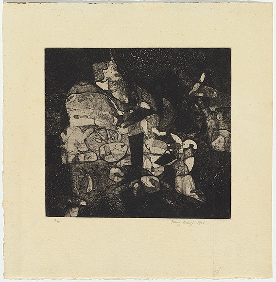 Artist: b'Kempf, Franz.' | Title: b'The dark changes' | Date: 1964 | Technique: b'etching, aquatint and roulette, printed with plate te' | Copyright: b'\xc2\xa9 Franz Kempf'