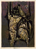 Title: b'Warrior' | Date: 1961 | Technique: b'linocut, printed in colour, from multiple blocks'