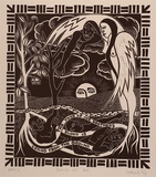 Artist: b'Harding, Richard.' | Title: b'Song of woe' | Date: 1992 | Technique: b'linocut, printed in black ink, from one block'