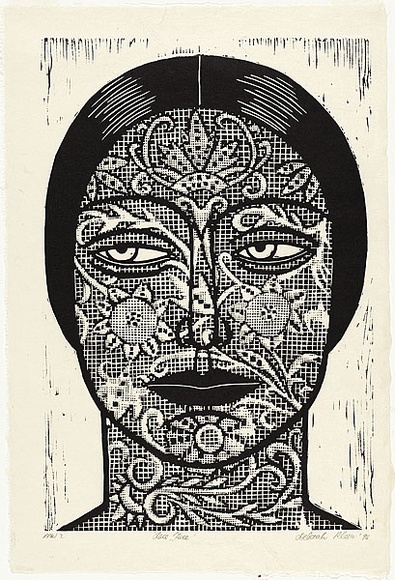 Artist: b'Klein, Deborah.' | Title: b'Lace face' | Date: 1996, 28 September | Technique: b'linocut, printed in black ink, from one block'