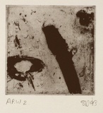 Artist: b'Danaher, Suzanne.' | Title: b'not titled [abstract forms - circle and stroke]' | Date: 1993 | Technique: b'etching, printed in black ink, from one plate'