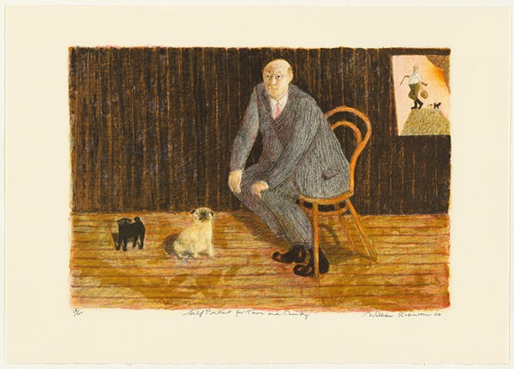 Artist: b'Robinson, William.' | Title: b'Self portrait for town and country [2]' | Date: 2004 | Technique: b'lithograph, printed in colour, from multiple stones'