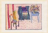 Artist: b'Eager, Helen.' | Title: b'(Garden through the window).' | Date: 1975 | Technique: b'lithograph, printed in colour, from multiple blocks; with cut section folding to reveal 2nd colour lithograph'