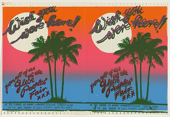 Artist: b'UNKNOWN' | Title: b'Wish you were here' | Date: 1978 | Technique: b'screenprint, printed in colour, from multiple stencils'