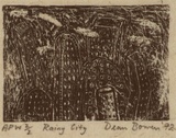 Artist: Bowen, Dean. | Title: Rainy city | Date: 1992 | Technique: etching, printed in black ink, from one plate