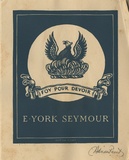 Artist: FEINT, Adrian | Title: Bookplate: E York Seymour. | Date: (1942) | Technique: wood-engraving, printed in blue ink, from one block | Copyright: Courtesy the Estate of Adrian Feint