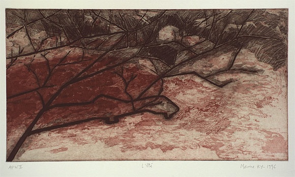 Artist: b'Ky, Marine.' | Title: bL'Et\xc3\xa9 (#1) | Date: 1996, August | Technique: b'etching and aquatint, printed in colour, from two plates'