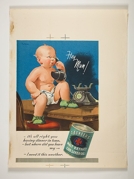 Artist: b'Northfield, James.' | Title: bSaunders' malt extract and cod liver oil. | Date: 1947-49 | Technique: b'lithograph, printed in colour, from multiple stones [or plates]' | Copyright: b'\xc2\xa9 James Northfield Heritage Art Trust'