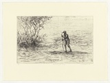 Artist: Mortensen, Kevin. | Title: Returning to camp | Date: 2005 | Technique: etching, printed in black ink, from one copper plate | Copyright: © Kevin Mortensen