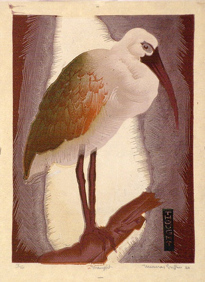 Artist: b'GRIFFIN, Murray' | Title: b'Thought.' | Date: 1940 | Technique: b'linocut, printed in colour, from multiple blocks'