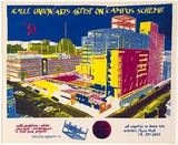 Title: RMIT union arts artist on campus scheme | Date: c.1980-81 | Technique: screenprint, printed in colour, from three stencils