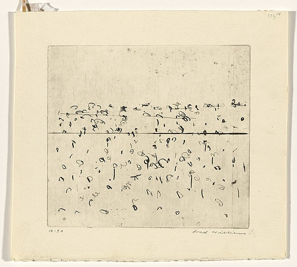 Artist: b'WILLIAMS, Fred' | Title: b'Lysterfield landscape. Number 1' | Date: 1965-66 | Technique: b'etching, engraving and drypoint, printed in black ink, from one copper plate' | Copyright: b'\xc2\xa9 Fred Williams Estate'
