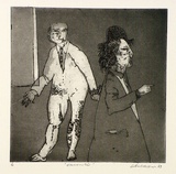 Artist: b'BALDESSIN, George' | Title: b'Encounter.' | Date: 1963 | Technique: b'etching and aquatint, printed in black ink, from one plate'