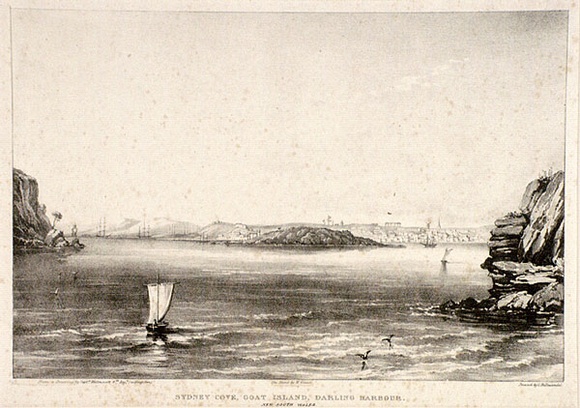 Title: b'Sydney Cove, Goat Island and Darling Harbour New South Wales' | Date: 1838 | Technique: b'lithograph, printed in black ink, from one stone'