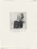 Artist: Todd, Geoff. | Title: Portrait of a photo of Peter Timms number 4 | Date: 1978 | Technique: etching, printed in black ink, from one plate | Copyright: This work appears on screen courtesy of the artist and copyright holder