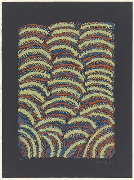 Artist: b'Bird Petyarre, Ada.' | Title: b'Wild honey flower' | Date: 1990 | Technique: b'screenprint, printed in colour, from four stencils'