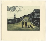 Artist: b'Shead, Garry.' | Title: b'Thirroul' | Date: 1994-95 | Technique: b'etching and aquatint, printed in blue-black, yellow and magenta inks, from multiple plates' | Copyright: b'\xc2\xa9 Garry Shead'