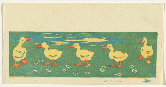 Artist: b'Allport, C.L.' | Title: b'Ducks.' | Date: c.1928 | Technique: b'linocut, printed in colour, from multiple blocks'