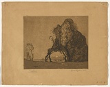 Artist: LINDSAY, Lionel | Title: Pastoral | Date: 1918 | Technique: softground-etching, and aquatint, printed in brown ink, from one plate | Copyright: Courtesy of the National Library of Australia