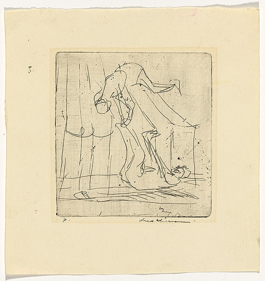 Artist: b'WILLIAMS, Fred' | Title: b'Tumblers' | Date: 1954-1955 | Technique: b'etching, printed in black ink, from one plate'