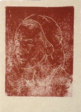 Artist: Bell, George.. | Title: (Woman's head) [recto; verso]. | Technique: linocut, printed in black ink, from one block