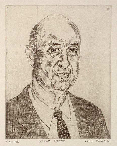 Artist: b'Miller, Lewis.' | Title: b'William Robinson' | Date: 1994 | Technique: b'etching, printed in black ink, from one plate' | Copyright: b'\xc2\xa9 Lewis Miller. Licensed by VISCOPY, Australia'