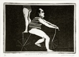 Artist: b'BALDESSIN, George' | Title: b'Performers with bicycles.' | Date: 1964 | Technique: b'etching and aquatint, printed in black ink, from one plate'