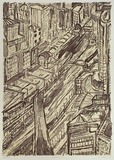 Artist: b'Crawford, Marian.' | Title: b'Flinders st.' | Date: 1996, October | Technique: b'lithograph, printed in black ink, from one stone; cream tint'