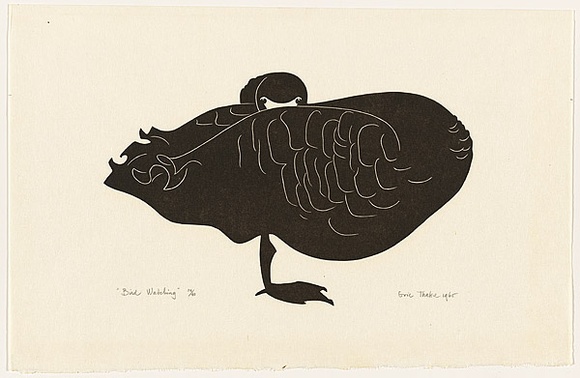 Artist: b'Thake, Eric.' | Title: b'Bird watching' | Date: 1965 | Technique: b'linocut, printed in black ink, from one block'