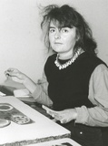 Artist: b'Heath, Gregory.' | Title: b'Portrait of Marie McMahon, Australian printmaker and poster artist, 1992' | Date: 1992