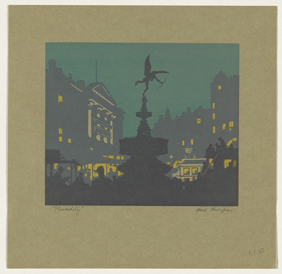 Artist: b'Thorpe, Hall.' | Title: b'Piccadilly [2].' | Date: c.1922 | Technique: b'woodcut, printed in colour, from multiple blocks'