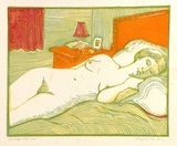 Artist: Taylor, John H. | Title: Sleep | Date: 1978 | Technique: linocut, printed in colour, from four blocks