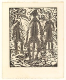Artist: b'Hayward Pooaraar, Bevan.' | Title: b'Anthropomorph Midst Rock Arrangements' | Date: 1989 | Technique: b'linocut, printed in black ink, from one block'