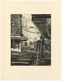 Artist: b'Harding, Nicholas.' | Title: b'not titled [Newtown]' | Date: 2001 | Technique: b'aquatint, sugar-lift, open-bite, scraping and burnishing, printed in black ink, from one plate'