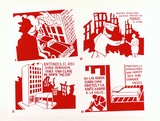 Artist: b'Black Cat Collective.' | Title: b'1968 Rebelion en las Ciudades 9-12.' | Date: c.1986 | Technique: b'screenprint, printed in red ink, from one stencil'