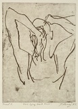 Artist: Money, John. | Title: Girl tying back hair | Date: 1997, March | Technique: etching, printed in black ink, from one plate