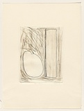 Title: b'Vase and fruit 1' | Date: 1980 | Technique: b'drypoint, printed in black ink, from one perspex plate'