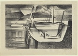 Artist: b'Jack, Kenneth.' | Title: b'Portland breakwater' | Date: 1954 | Technique: b'lithograph, printed in black ink, from one stone' | Copyright: b'\xc2\xa9 Kenneth Jack. Licensed by VISCOPY, Australia'
