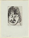 Artist: b'MADDOCK, Bea' | Title: b'Head II' | Date: 1964 | Technique: b'drypoint, printed in black ink with plate-tone, from one copper plate'