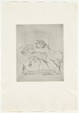 Artist: b'BOYD, Arthur' | Title: b'(Figures on a bed with a spider and a tea cup) (variant II).' | Date: 1970 | Technique: b'etching, printed in black ink, from one plate' | Copyright: b'Reproduced with permission of Bundanon Trust'