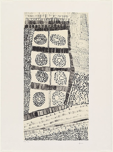 Artist: b'Kantilla, Kitty. (Kutuwalumi Purawarrumpatu).' | Title: b'Jilamara #1' | Date: 2001 | Technique: b'lithograph, printed in colour, from two aluminium plates' | Copyright: b'\xc2\xa9 Kitty Kantilla and Jilamara Arts + Craft'