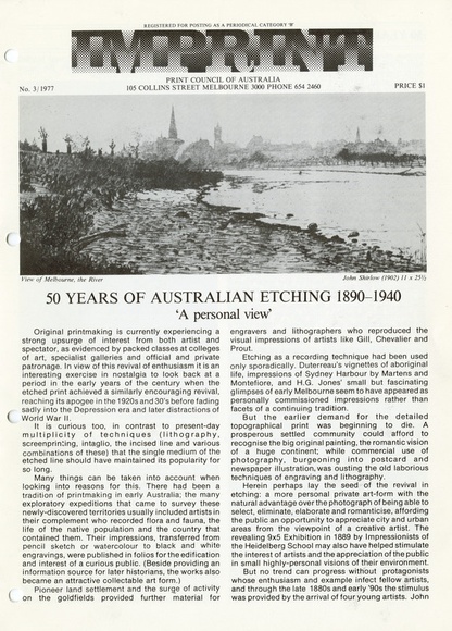 Artist: b'PRINT COUNCIL OF AUSTRALIA' | Title: b'Periodical | Imprint. Melbourne: Print Council of Australia, vol. 12, no. 3,  1977' | Date: 1977