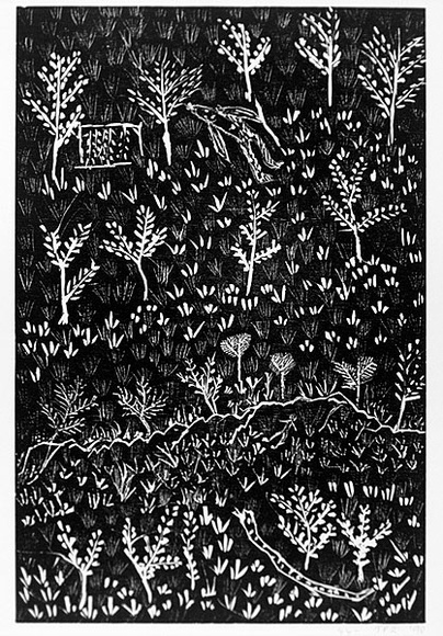 Artist: Artist unknown | Title: not titled [No.44] | Date: 1990 | Technique: woodcut, printed in black ink, from one block