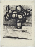 Artist: b'MADDOCK, Bea' | Title: b'Flowers' | Date: 1961 | Technique: b'etching and sugarlift aquatint, printed in black ink, from one zinc plate'